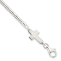 Sterling Silver Sideways Cross Bracelet, 7.5 mm