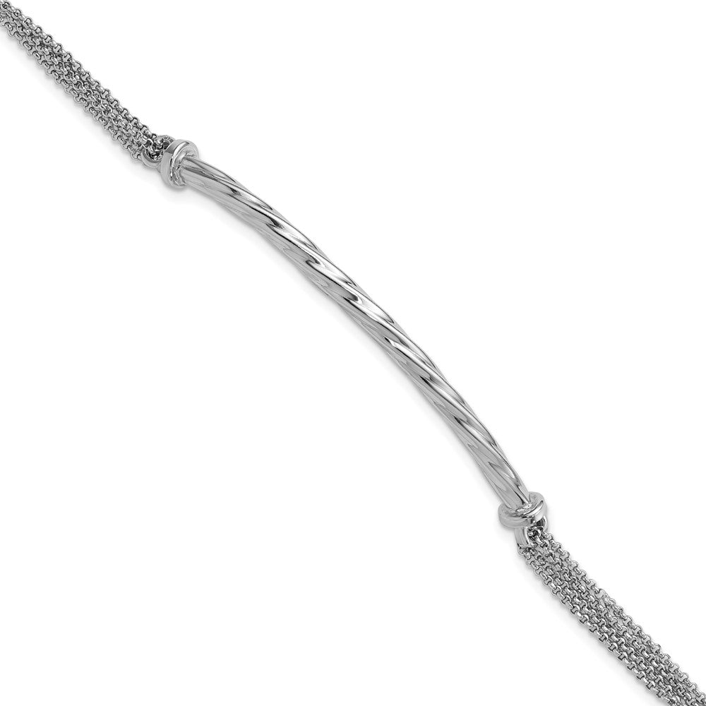 Sterling Silver Polished Twisted Bar Multistrand w/ 1in Ext. Bracelet, 9 x 5.5 mm