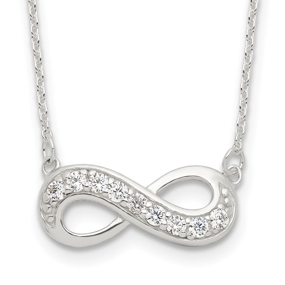 Sterling Silver CZ Infinity Necklace, 16.5 x 24 mm