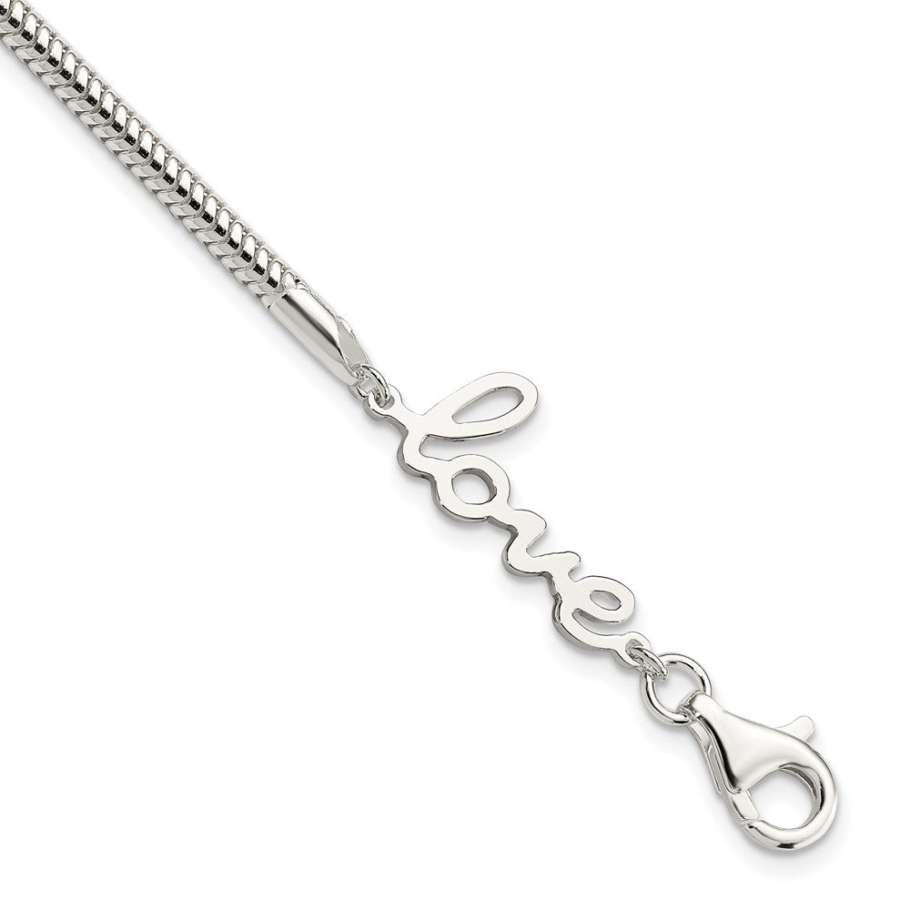 Sterling Silver LOVE Bracelet, 7.5 x 9.5 mm