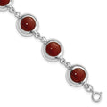 Sterling Silver Polished Round Red Synthetic Coral Bracelet, 7 x 12.05 mm