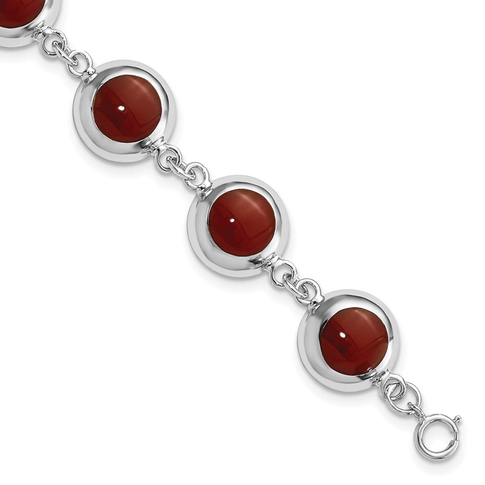 Sterling Silver Polished Round Red Synthetic Coral Bracelet, 7 x 12.05 mm
