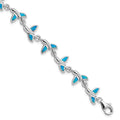 Sterling Silver Rhodium-Plated Whale Tail 7.75 inch Bracelet, 7.75 x 11.4 mm