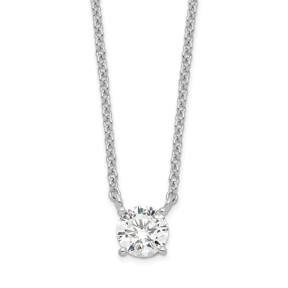Sterling Silver Rhodium-plated CZ w/1in ext. Necklace, 17.5 x 7 mm