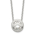 Sterling Silver Polished 9mm Bezel CZ Necklace, 18 x 9 mm