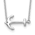 Sterling Silver Rhodium-plated Anchor 16 inch with a 2 inch extention Necklace, 16 mm, 1.26 g