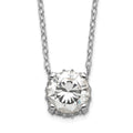Sterling Silver Rhodium-plated 7mm CZ Necklace, 18 x 9 mm