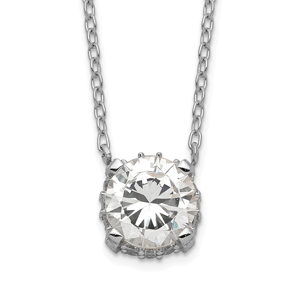 Sterling Silver Rhodium-plated 7mm CZ Necklace, 18 x 9 mm