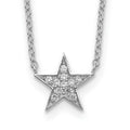 Sterling Silver Rhodium-plated CZ Star Necklace, 18 x 11 mm