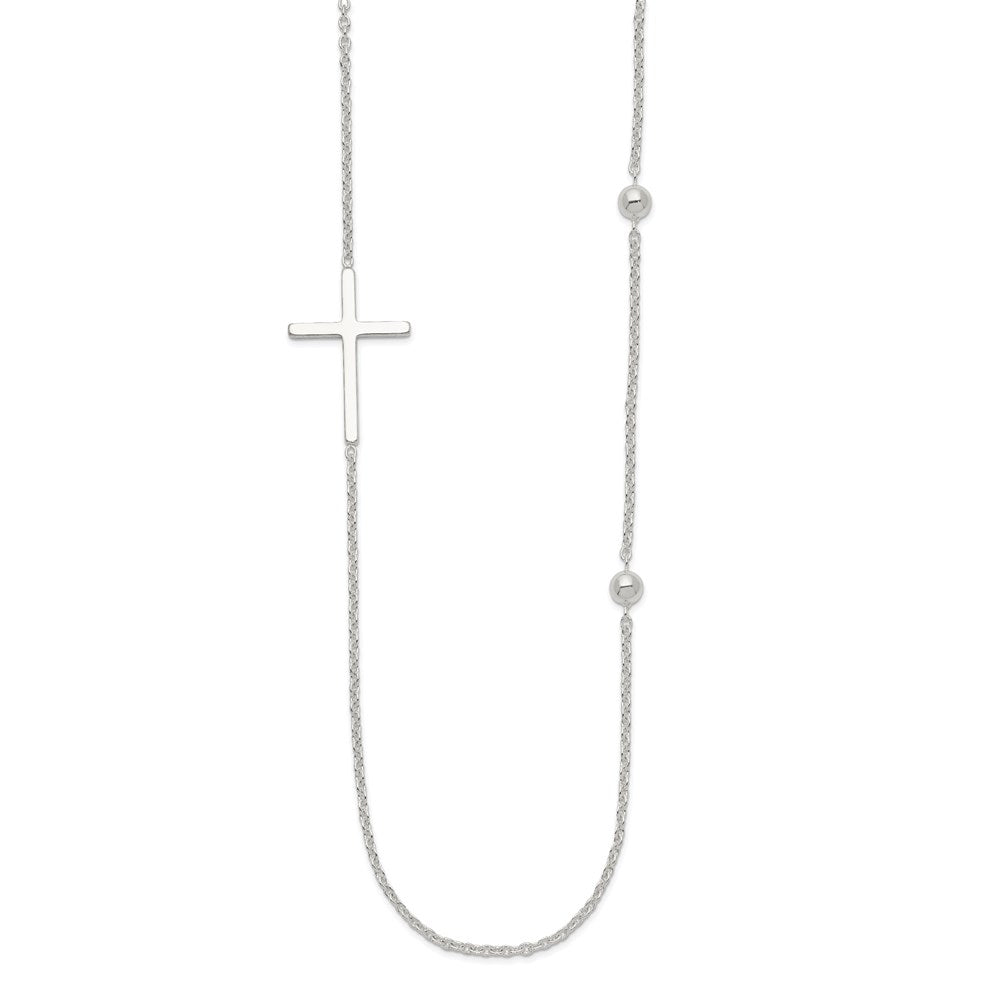 Sterling Silver Polished Cross Necklace, 18 mm