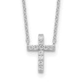 Sterling Silver Rhodium-plated CZ Cross w/2in ext. Necklace, 16 mm