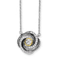 Sterling Silver & 14k Gold CZ Twist w/2in ext Necklace, 18 mm