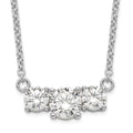 Sterling Silver Rhodium-plated CZ 3-Stone w/1in ext. Necklace, 17.5 mm