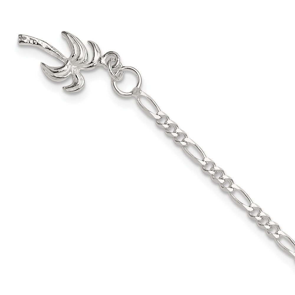 Sterling Silver Palm Tree Anklet, 9 x 12 mm, 4.31 g