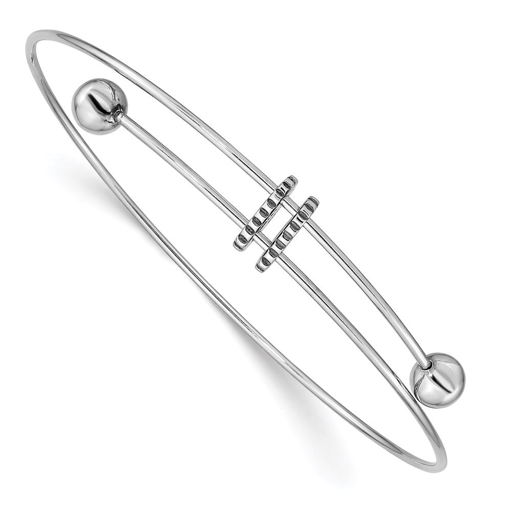 Sterling Silver Rhodium-plated Polished Expandable Bangle, 8 mm