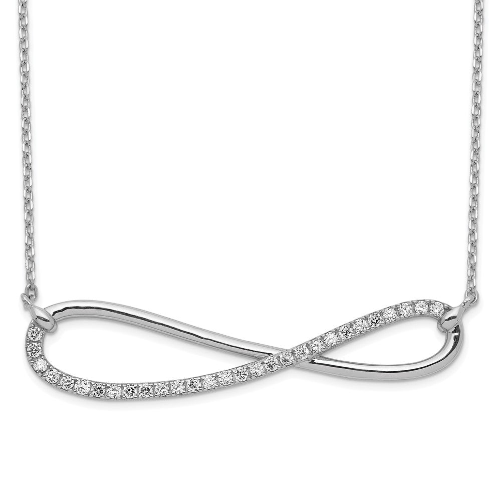 Sterling Shimmer Sterling Silver Rhodium-plated 18.5 inch 29 Stone CZ Infinity Symbol Necklace, 18.5 x 38 mm