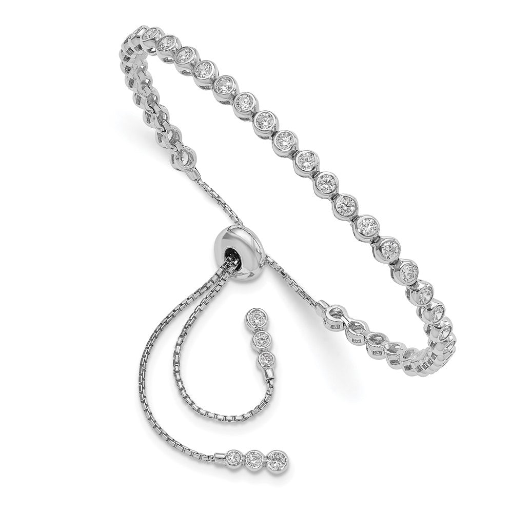 Sterling Shimmer Sterling Silver Rhodium-plated 44 Stone CZ Adjustable Bracelet, 3.62 mm