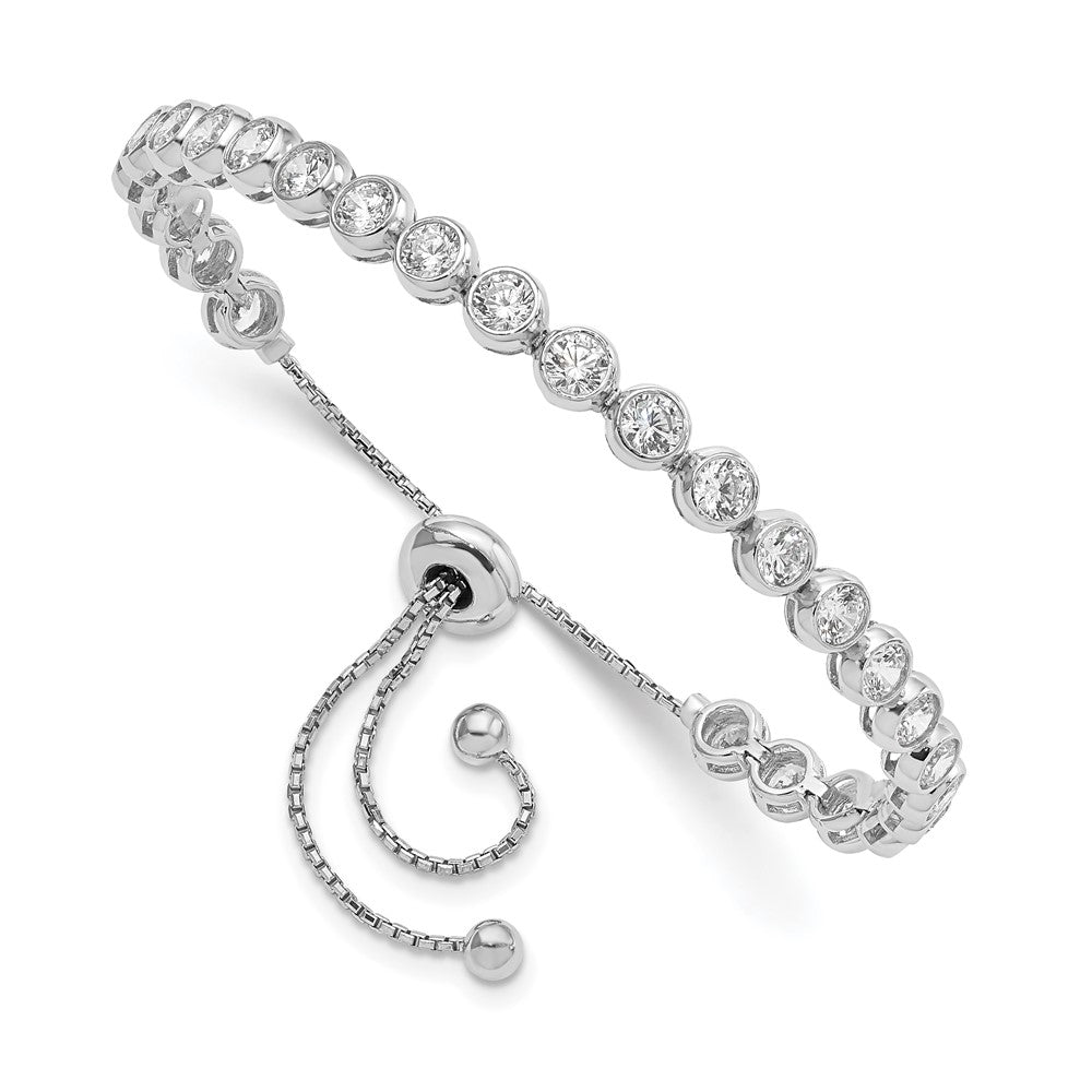 Sterling Shimmer Sterling Silver Rhodium-plated 26 Stone CZ Adjustable Bracelet, 4.92 mm