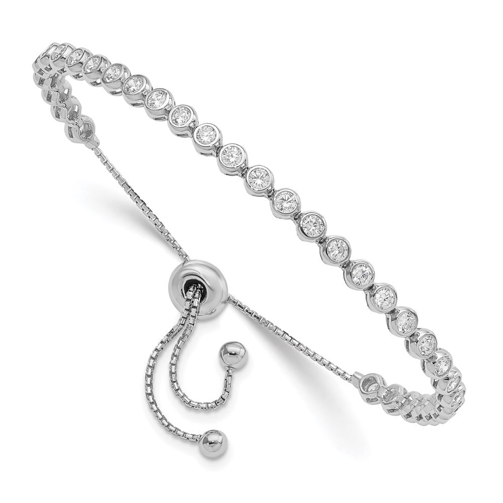 Sterling Shimmer Sterling Silver Rhodium-plated 33 Stone CZ Adjustable Bracelet, 3.87 mm