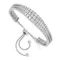 Sterling Shimmer Sterling Silver Rhodium-plated 177 Stone Graduated CZ 3 Strand Adjustable Bracelet, 10.5 mm