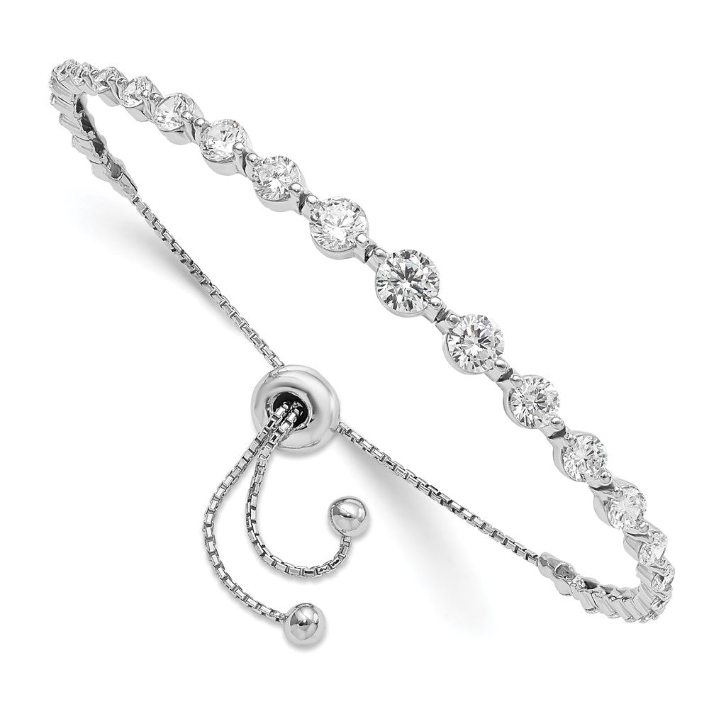 Sterling Shimmer Sterling Silver Rhodium-plated 29 Stone CZ Adjustable 5 inch up to 8.75 inch Bracelet, 5.3 mm