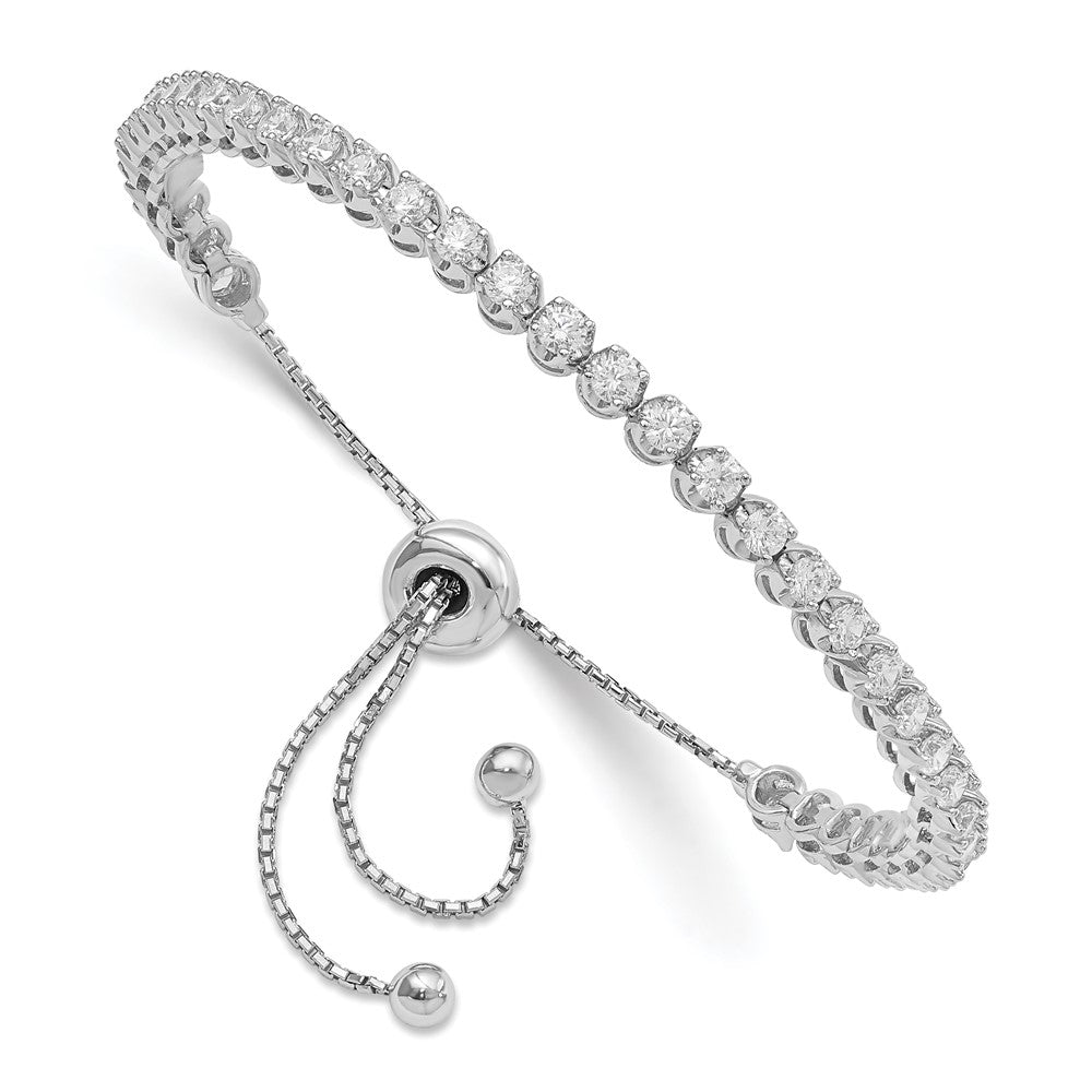 Sterling Shimmer Sterling Silver Rhodium-plated 39 Stone CZ Adjustable Bracelet, 3.41 mm