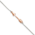 Sterling Silver with Rose-tone Arrow 9 inch Plus 1 inch Extender - Total 10 inch Anklet, 10 x 1 mm