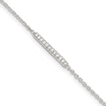 Sterling Silver CZ Bar 9 inch Plus 1 inch Extender  - Total 10 inch Anklet, 10 x 1.25 mm