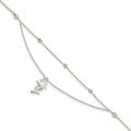 Sterling Silver Palm Tree 2-Strand 9 inch Plus 1 inch Extender - Total 10 inch Anklet, 10 x 10 mm