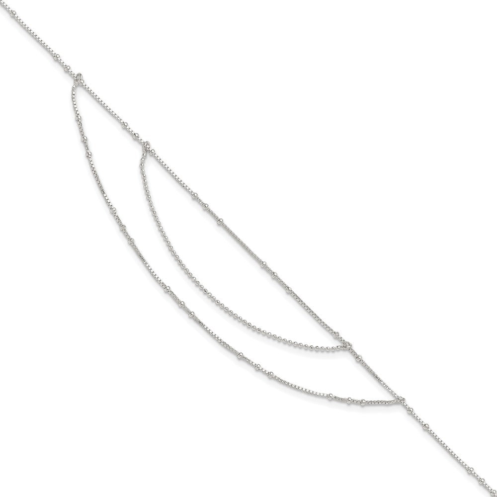 Sterling Silver Multi-Strand 9 inch Plus 1 inch Extender - Total 10 inch Anklet, 10 x 0.8 mm