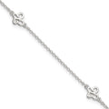 Sterling Silver Butterflies 9 inch Plus 1 inch Extender - Total 10 inch Anklet, 10 x 1.5 mm, 2.31 g