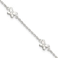 Sterling Silver Butterflies 9 inch Plus 1 inch Extender - Total 10 inch Anklet, 10 x 1.5 mm, 3.79 g