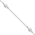 Sterling Silver Turtle 3-Station 9 inch Plus 1 inch Extender - Total 10 inch Anklet, 10 x 1 mm