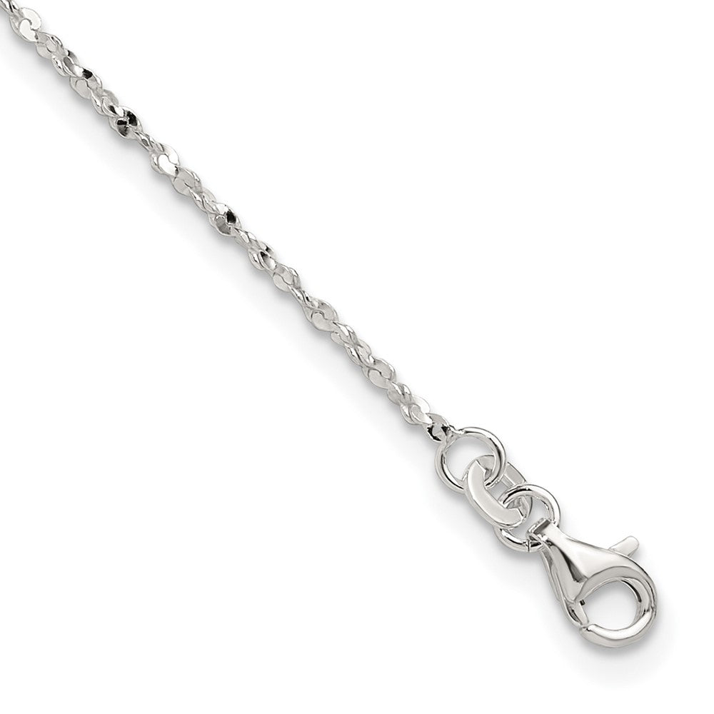 Sterling Silver Twisted Serpentine Chain 9 inch Plus 1.5 inch Extender - Total 10.5 inch Anklet, 10.5 x 1 mm