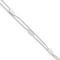 Sterling Silver 2-Strand Feathers 9 inch Plus 1 inch Extender - Total 10 inch Anklet, 10 x 1 mm