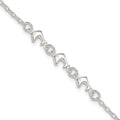 Sterling Silver 3 Dolphins Anklet, 9 x 7 mm