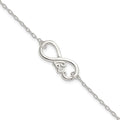 Sterling Silver Polished infinity Sign w/LOVE 7.5 inch Bracelet, 7.5 x 1.5 mm