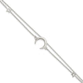 Sterling Silver Polished Moon and Stars 2-strand 7.5in Bracelet, 7.5 x 1.35 mm
