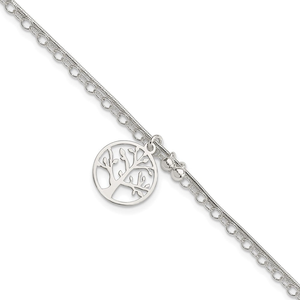 Sterling Silver Polished 2-strand Tree 7.5in Bracelet, 7.5 x 14 mm