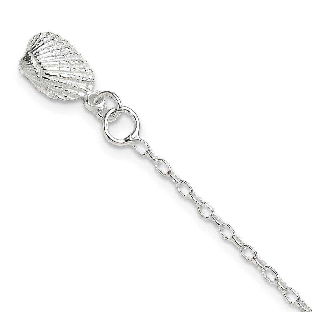 Sterling Silver Shell Anklet, 9 x 12 mm