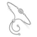 Sterling Silver Rhodium-Plate Miraculous Medal Adjustable 4-9in Bracelet, 2.74 mm