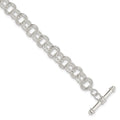 Sterling Silver Polished Fancy Link 7.5 inch Toggle Charm Bracelet, 7.5 x 6.75 mm