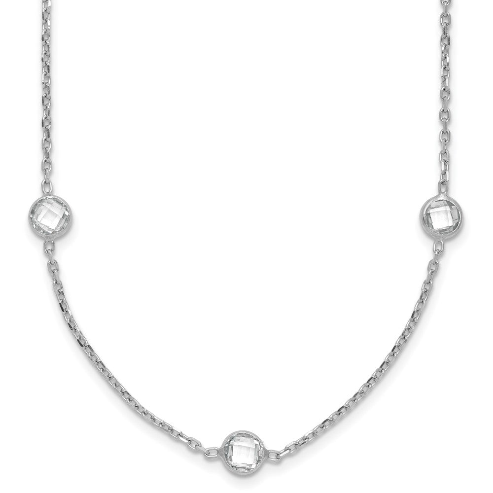 Sterling Silver Rhodium-plated 9-Station CZ Polished Necklace, 18 x 5.31 mm