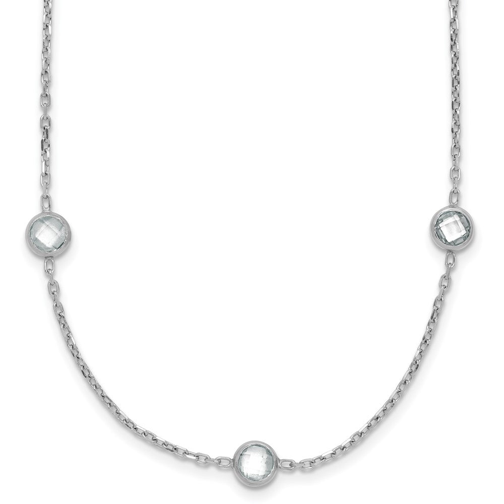 Sterling Silver Rhodium-plated 16-Station CZ Polished Necklace, 36 x 5.82 mm
