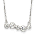 Sterling Silver Polished 5 Bezel Set CZs 16in Bar Necklace, 16 x 22.69 mm