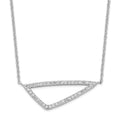 Sterling Silver Rhodium-plated CZ Triangle Necklace, 18 x 1.28 mm