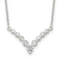 Sterling Silver Fancy-V Bar CZ  Necklace, 18 x 24.14 mm