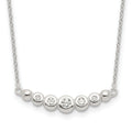 Sterling Silver Graduated CZ 18in Bar Necklace, 18 x 25 mm