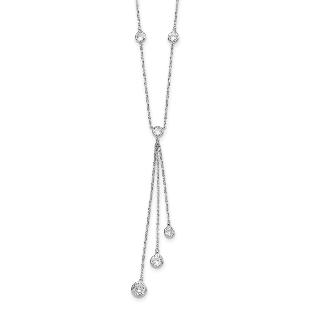 Sterling Silver Rhodium-plated CZ Y-Drop Necklace, 18 x 7.59 mm