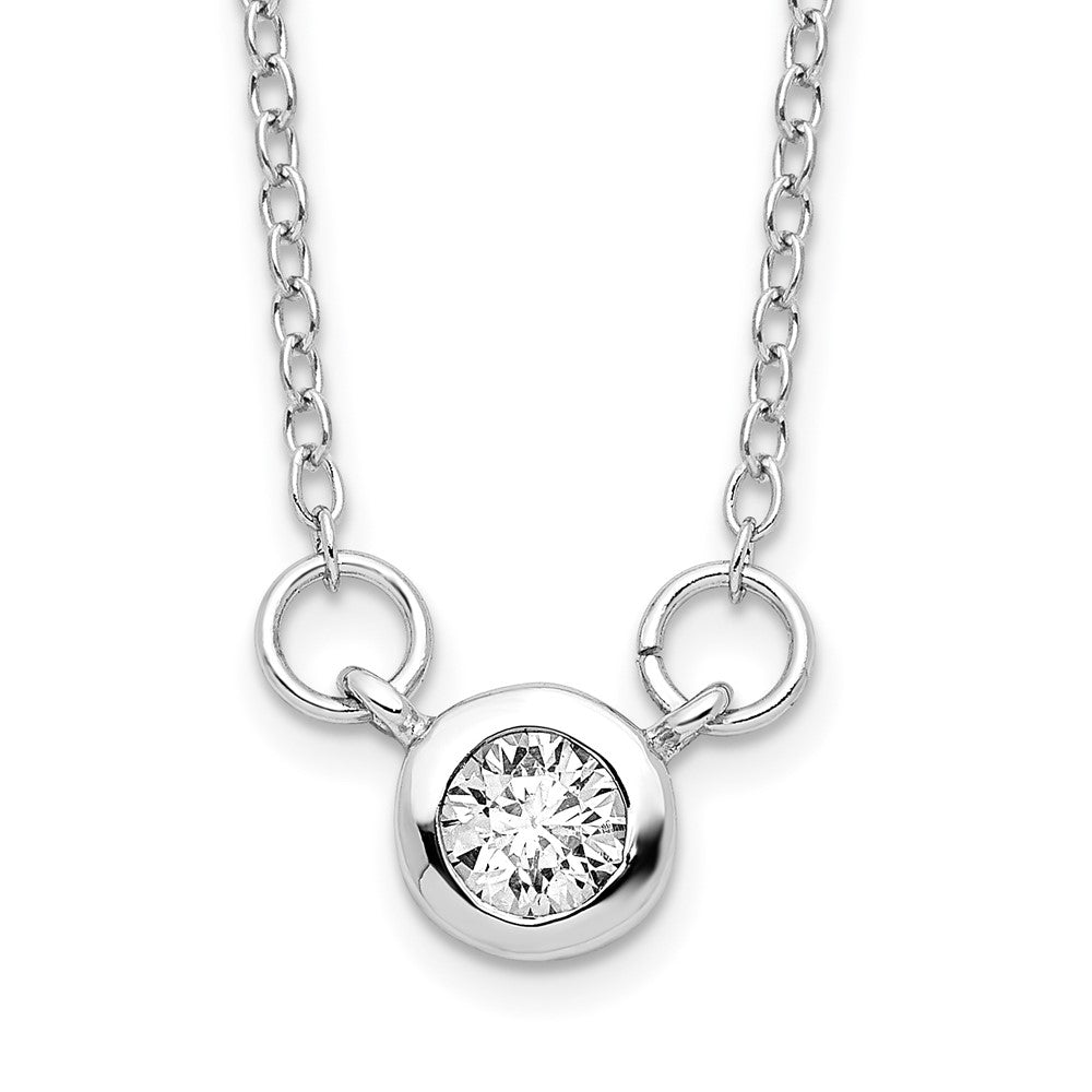 Sterling Silver Rhodium-plated 19in Bezel-set 5mm CZ Necklace, 16 x 1.1 mm